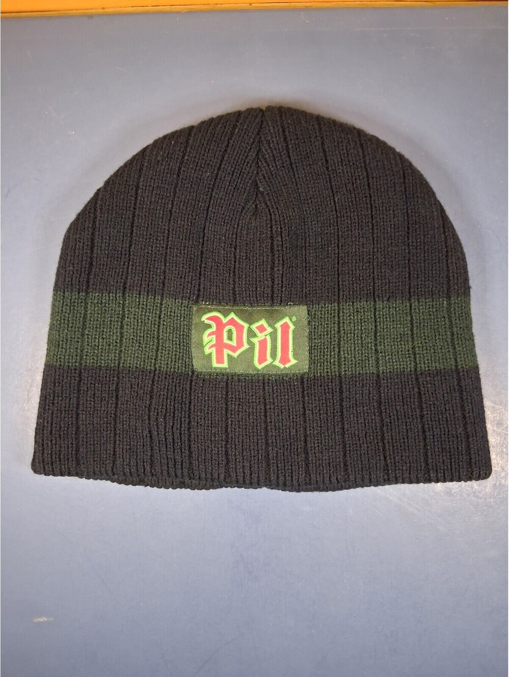 Old Style Pilsner Beer Knit Beanie Hat Black Green Stripe Molson Toque